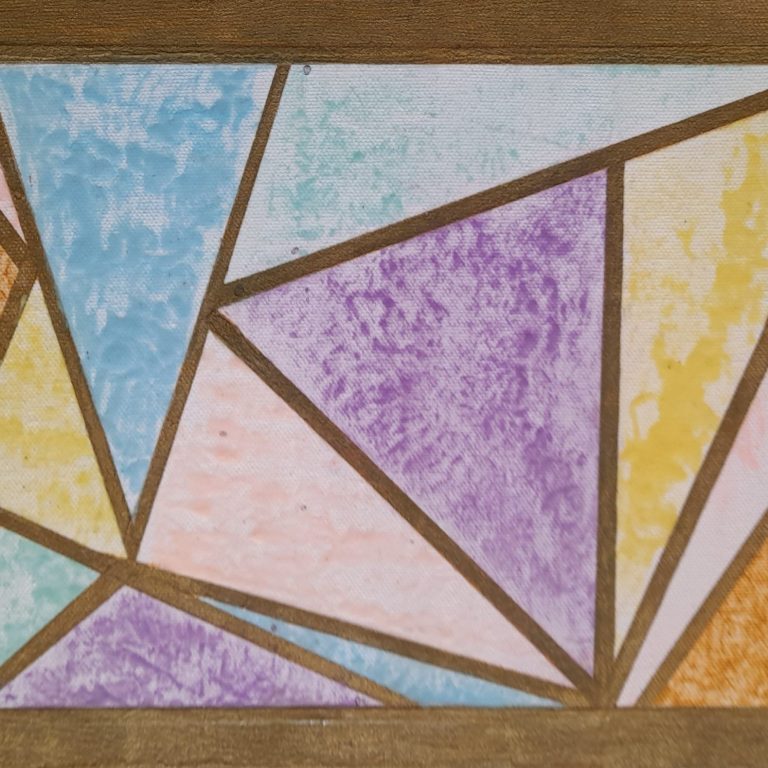 Mosaik der Seele - Kunst Kubo Bunte geometrische Muster aus verschiedenen Farbtönen in diagonalen Formen.